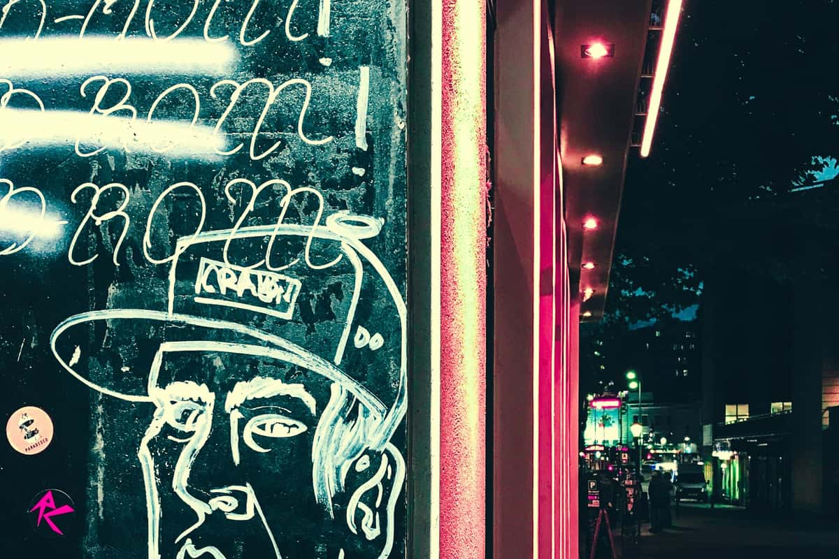 Graffiti wall at night