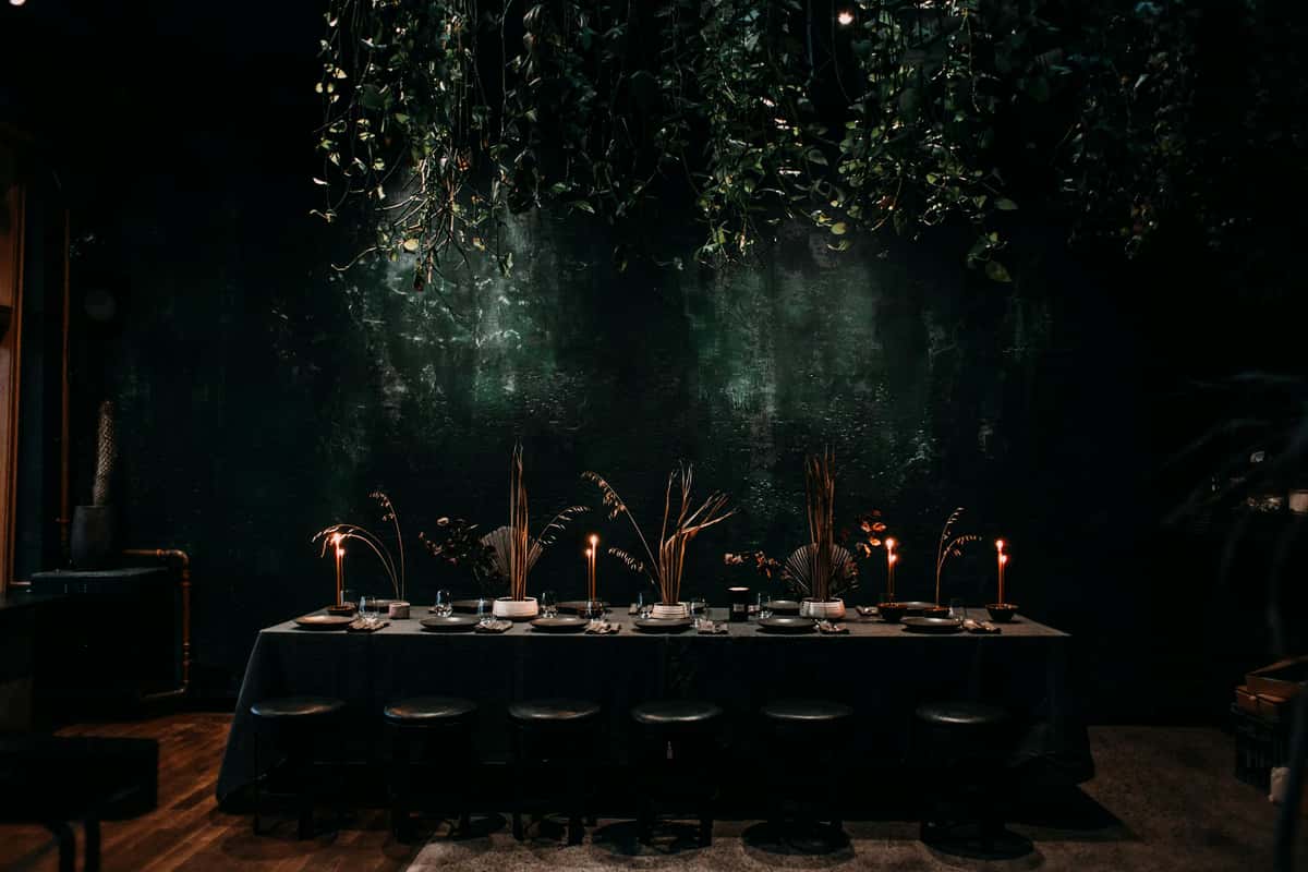 Dark restaurant interior