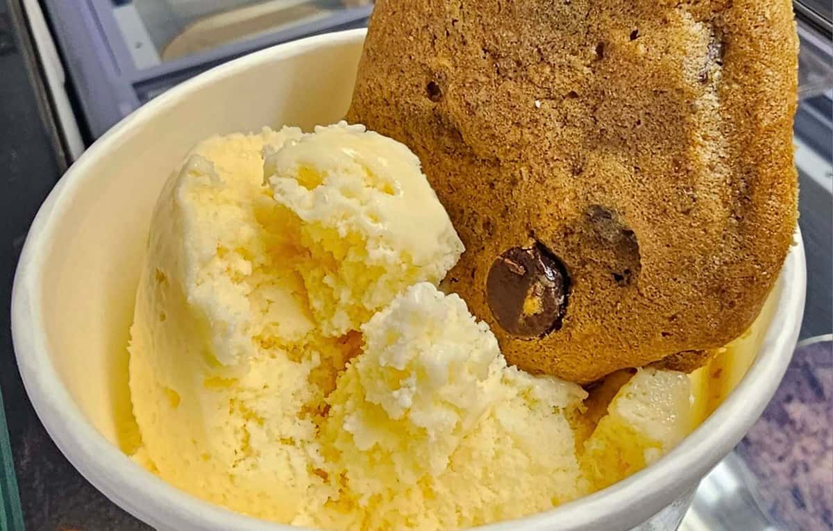 Ice cream with a cookie