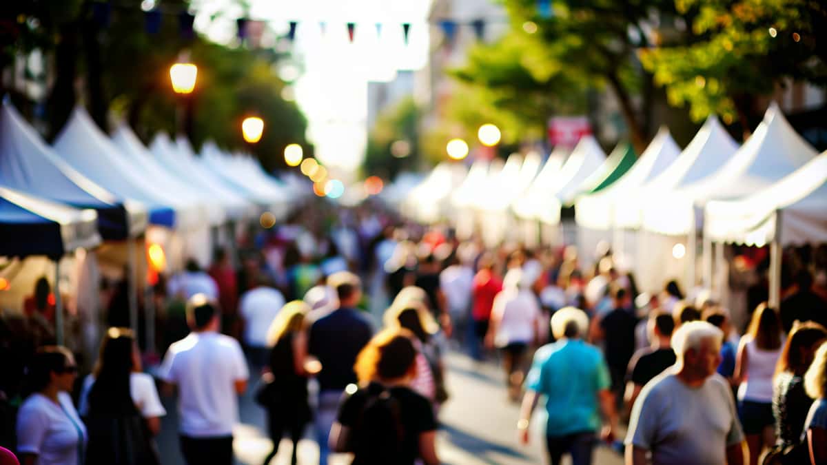 Blurry photo of a crowd at a festival