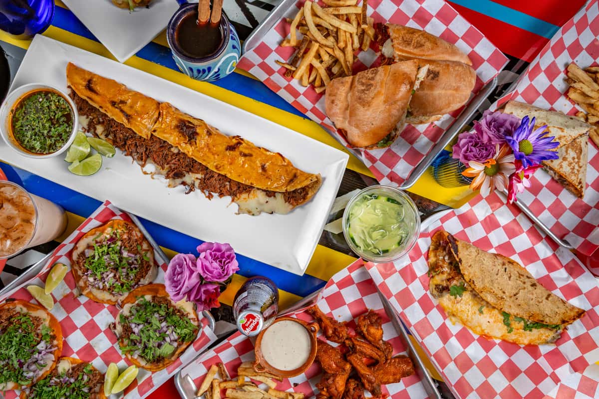 Mexican food spread