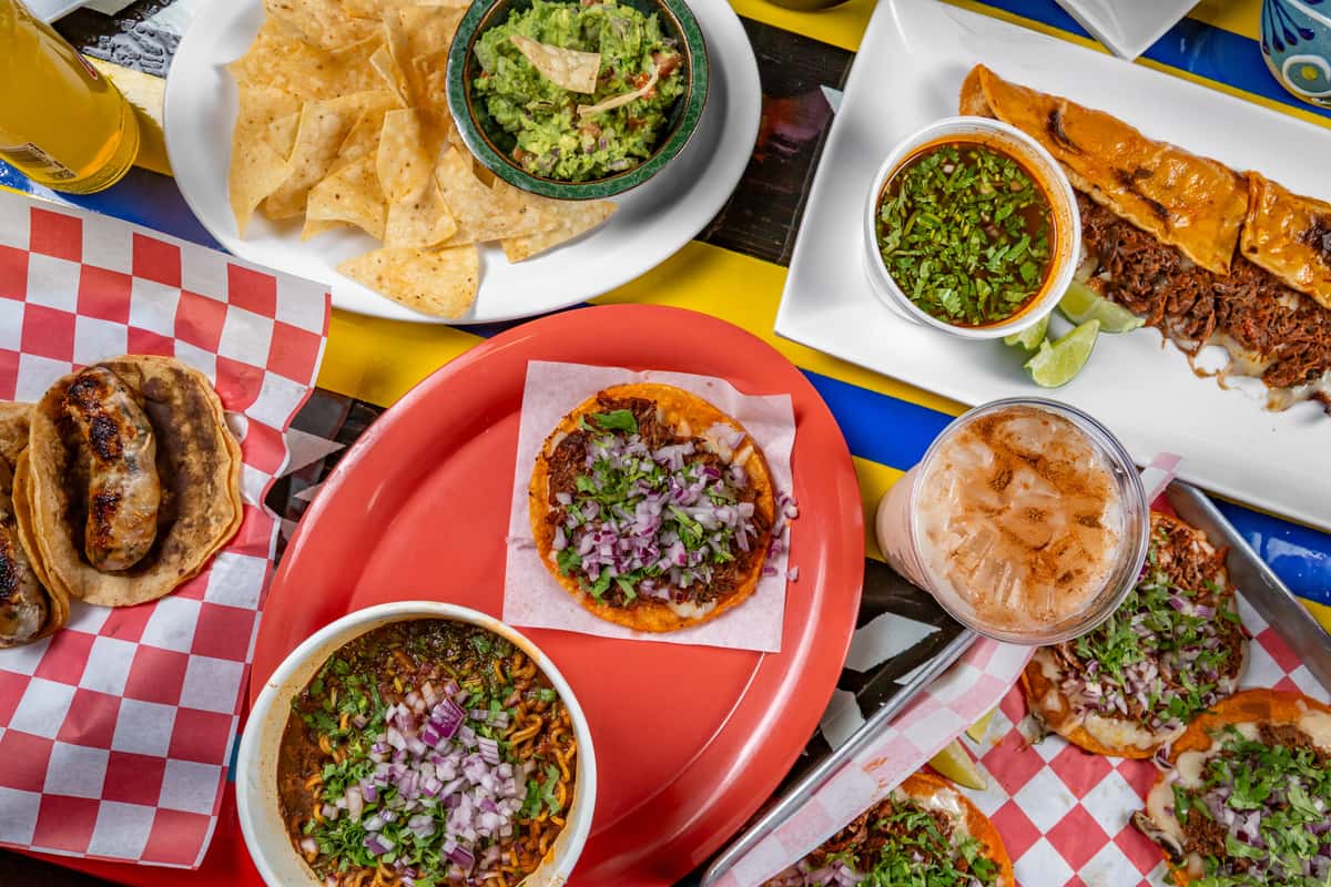 Mexican food spread