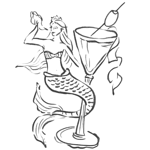 Mermaid with Cocktail glass