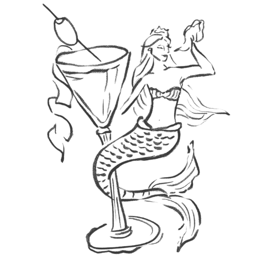 Mermaid with Cocktail glass