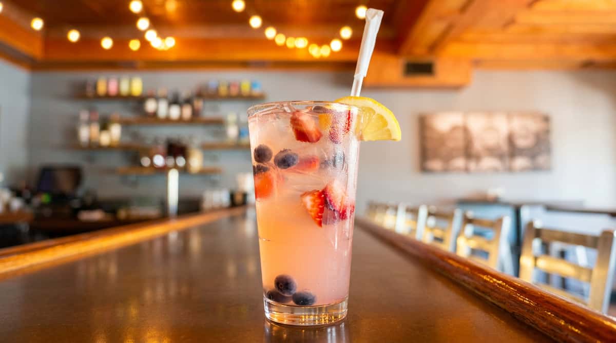 Refreshing berry lemonade drink served at Roger's Family Restaurant in Somerset MA