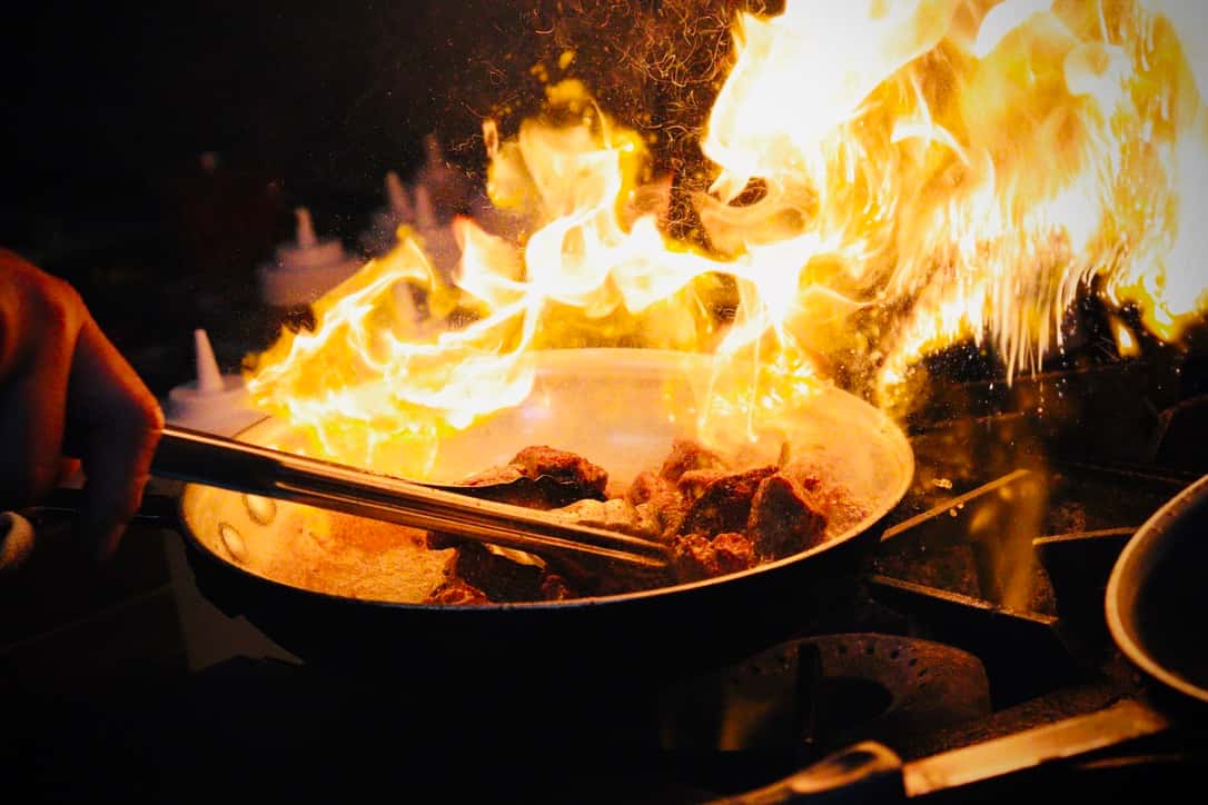 wok with fire