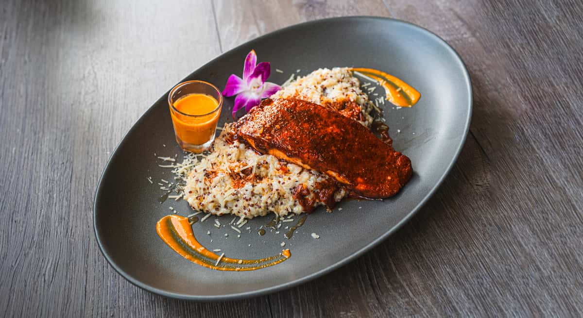 SALMON IN ANTICUCHERA SAUCE