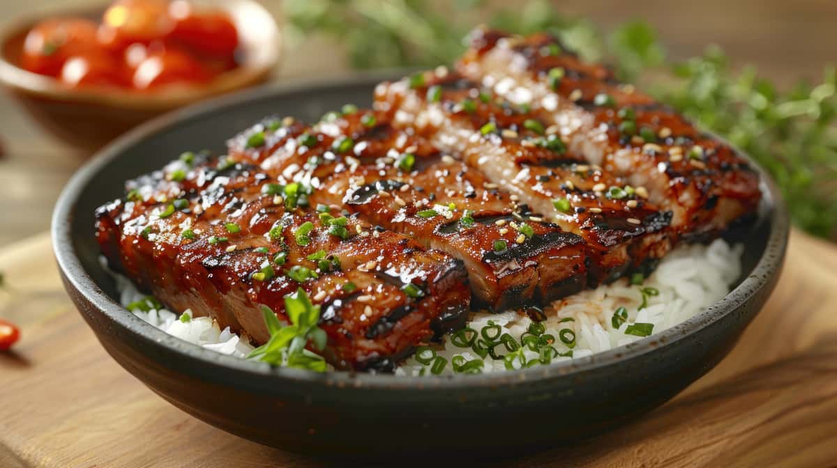 Glazed Pork ribs with rice
