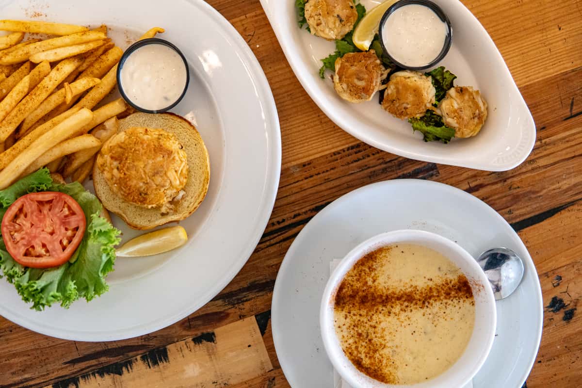 spread of menu items