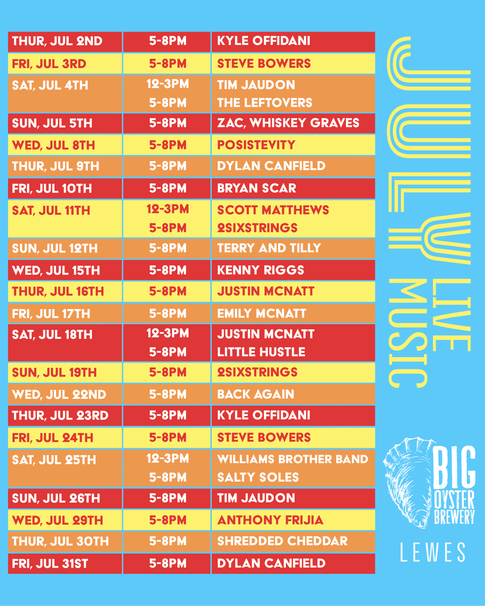 Lewes July Music Schedule
