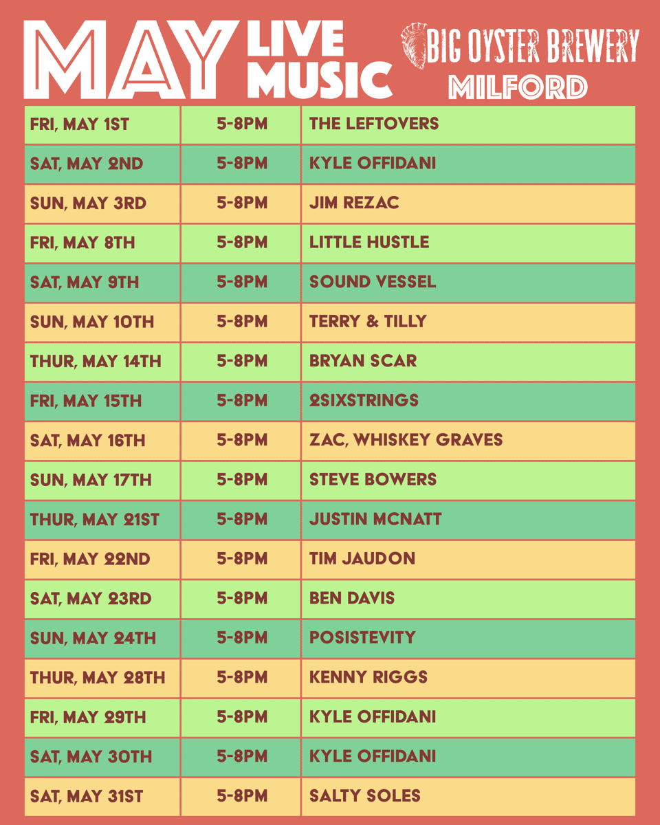 Milford May Live Music Schedule