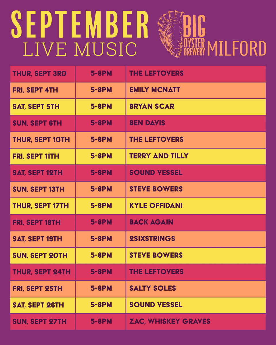 Milford September Music Schedule