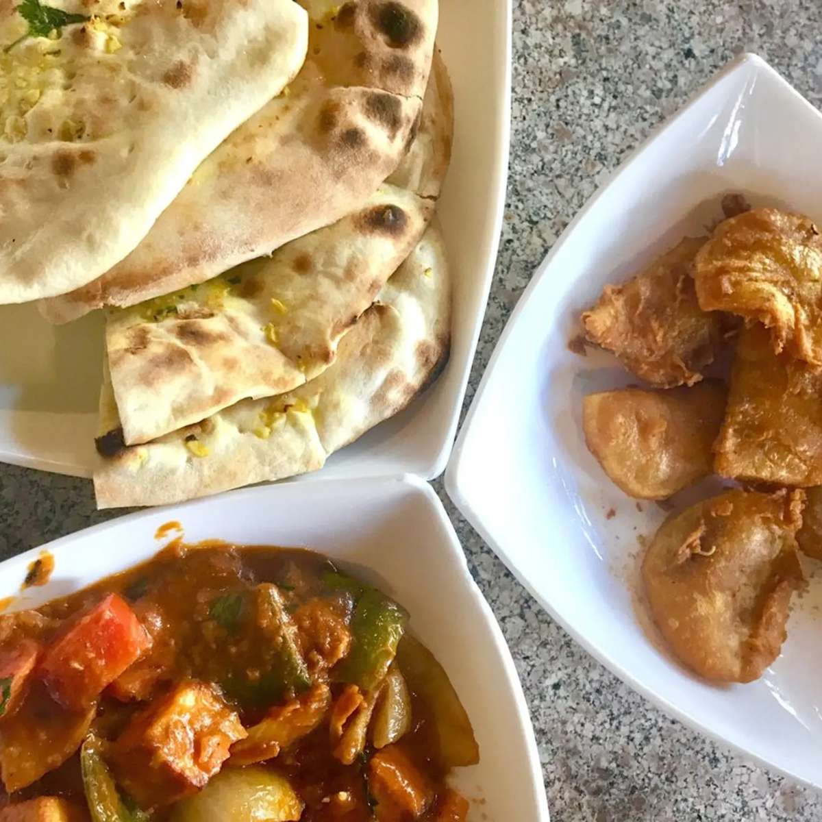 Variety of catered Indian meals