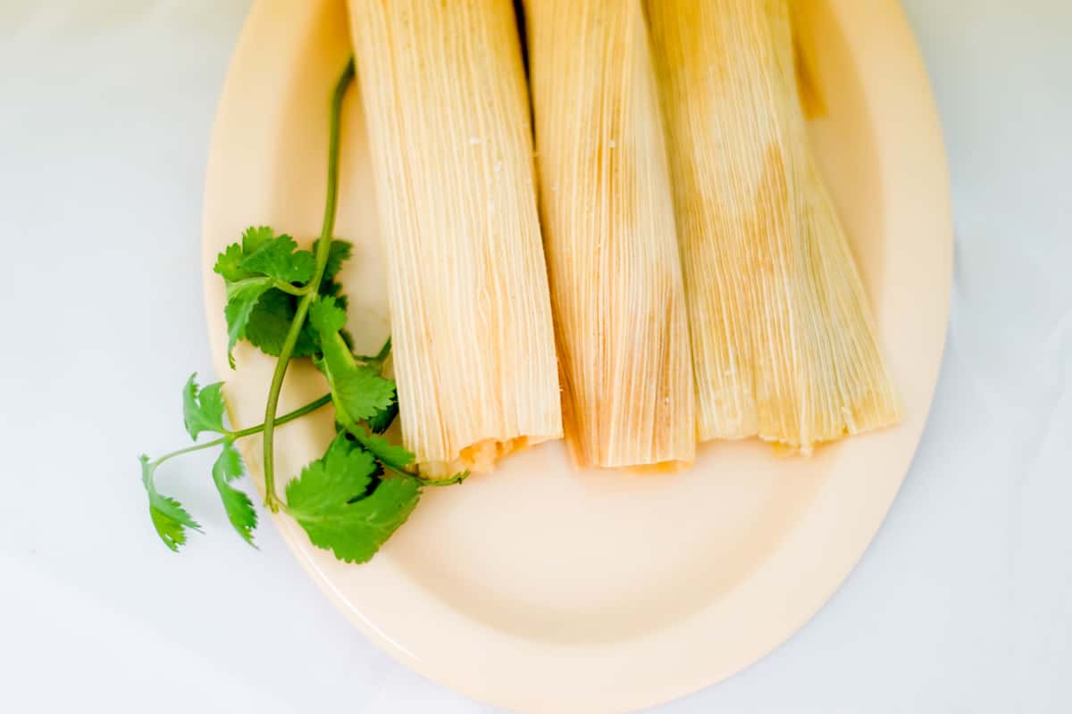 Tamales with parsley on the side