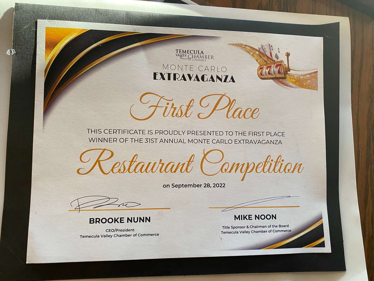 First Place Restaurant Competition 