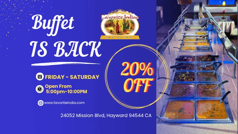 Buffet is Back!! 20%Off Friday and Saturday Dinner Only from 5pm to 10pm