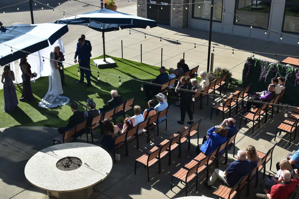 Private ceremony at Osteria courtyard