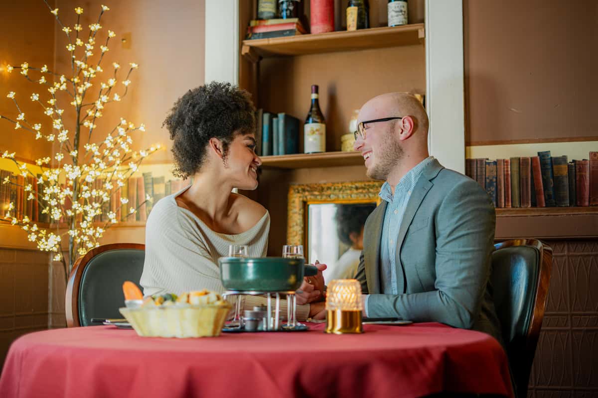 Couple enjoying a romantic dinner