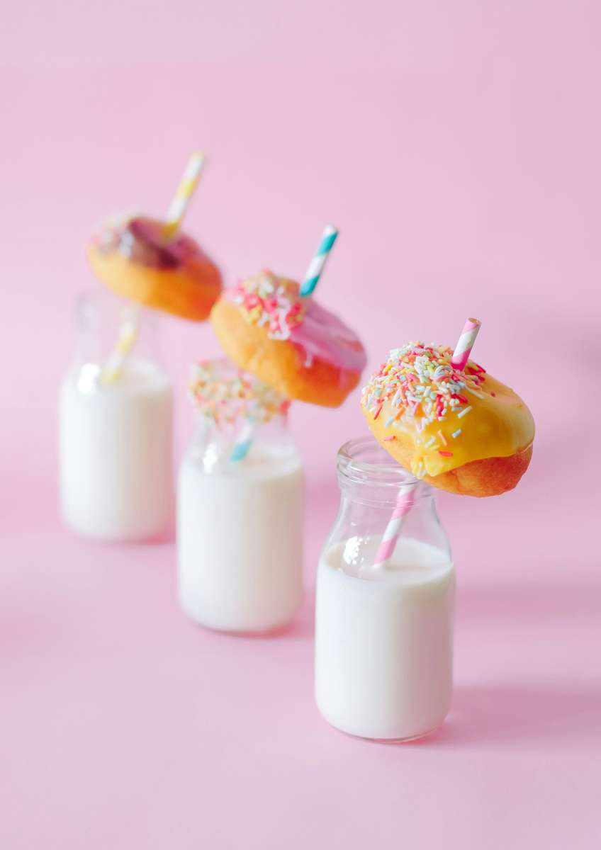 Three Drinks with Donuts