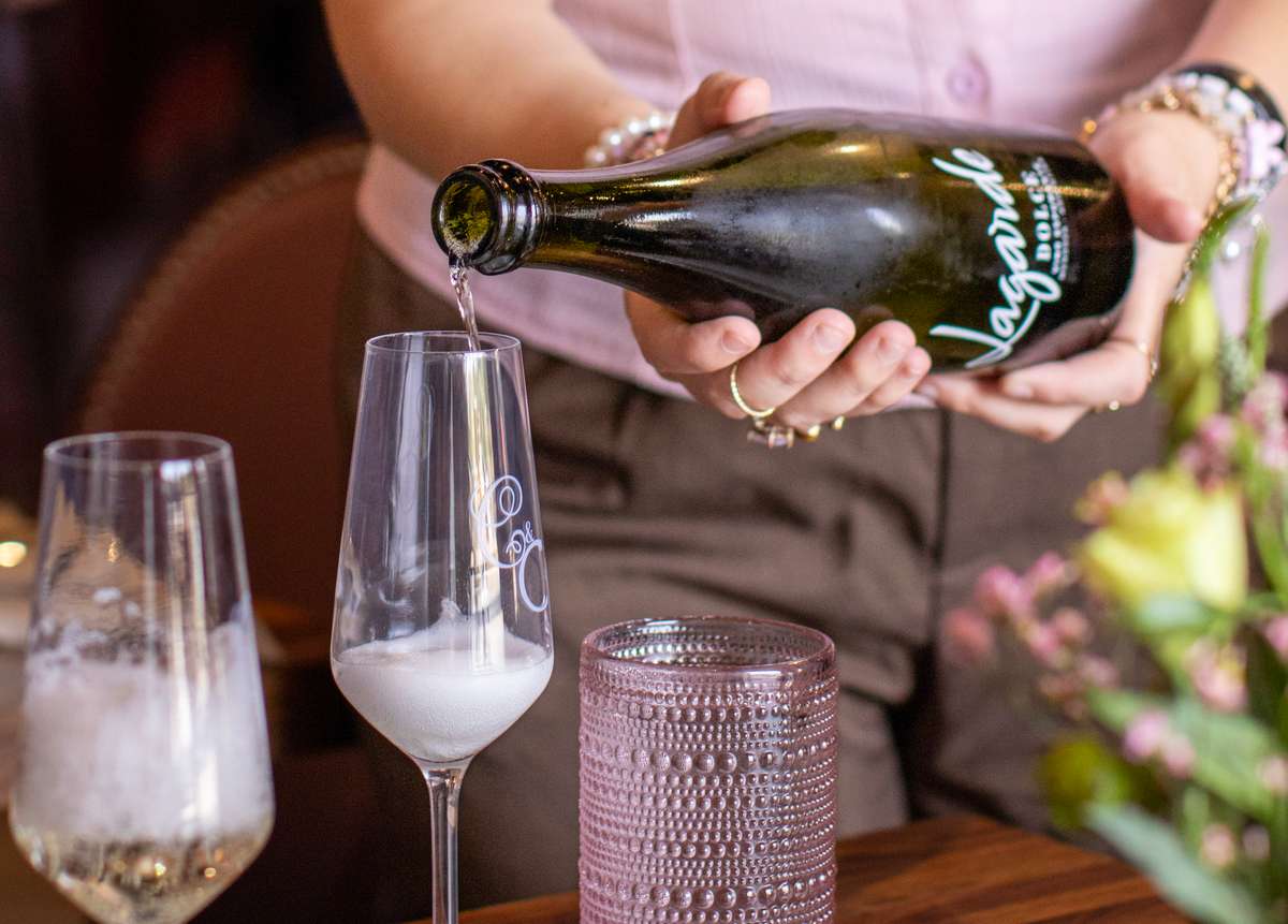 pouring champagne