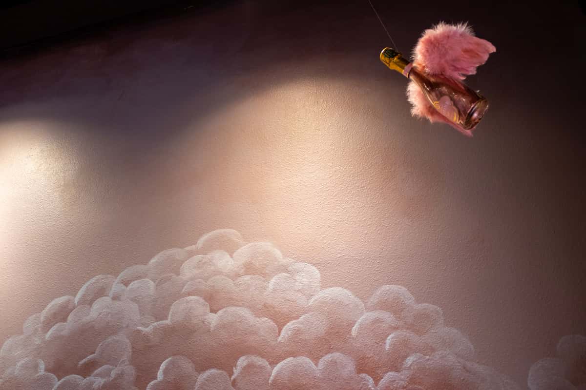 Flying Champagne Bottle