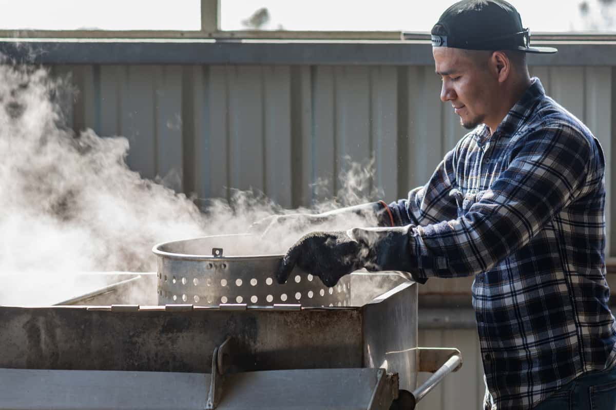 A man cooking