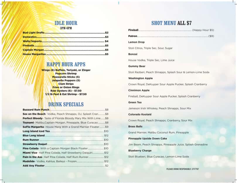 Viewer Proverb Addicted Happy Hour & Drink Specials menu - Stan's Idle Hour Seafood Restaurant -  Seafood Restaurant in Goodland, FL