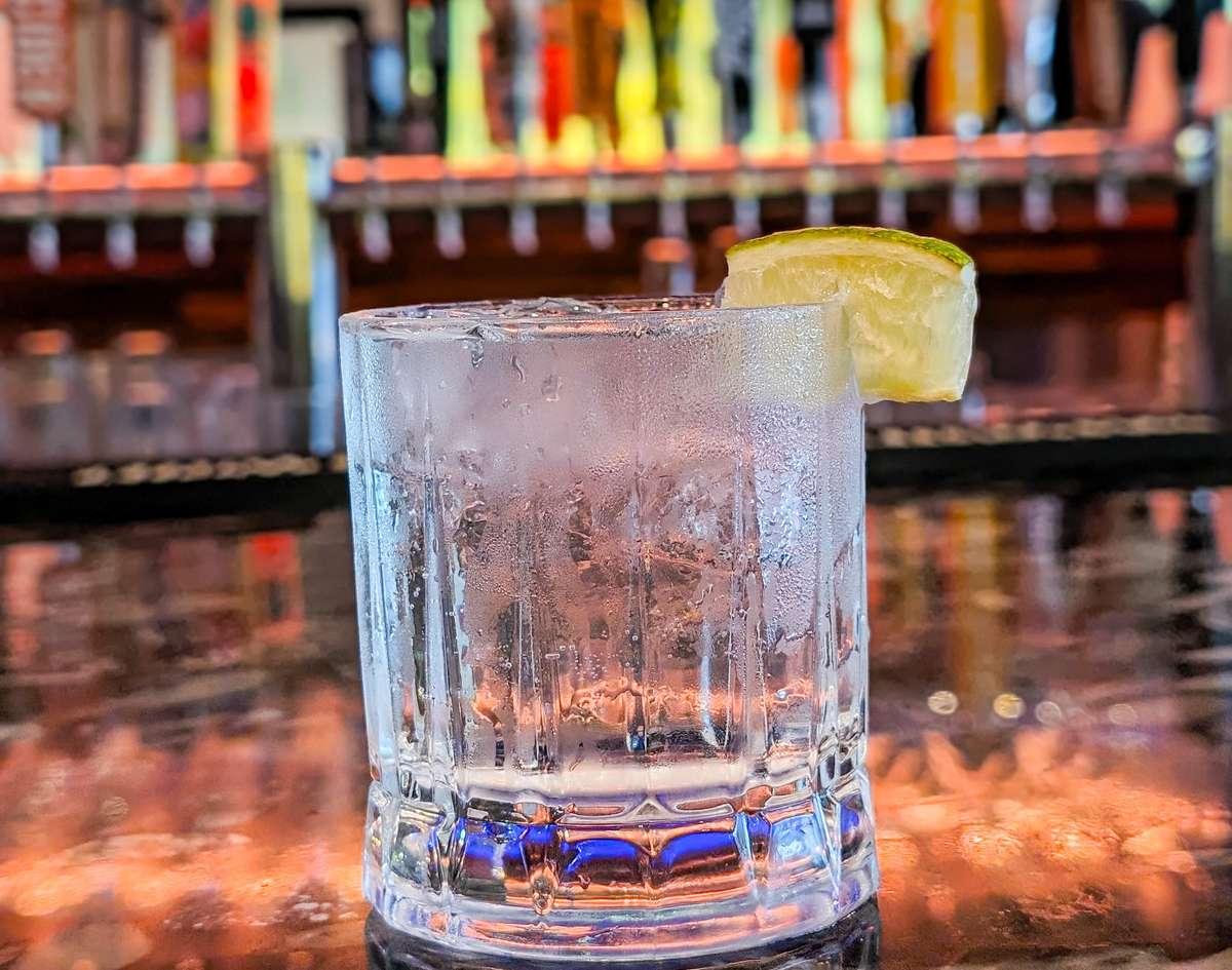 Clear Cocktail On Bar Close Up Cheers