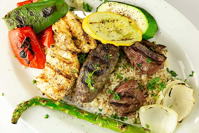 grilled chicken and lamb