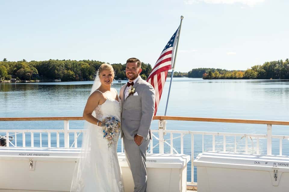 couple by a flag