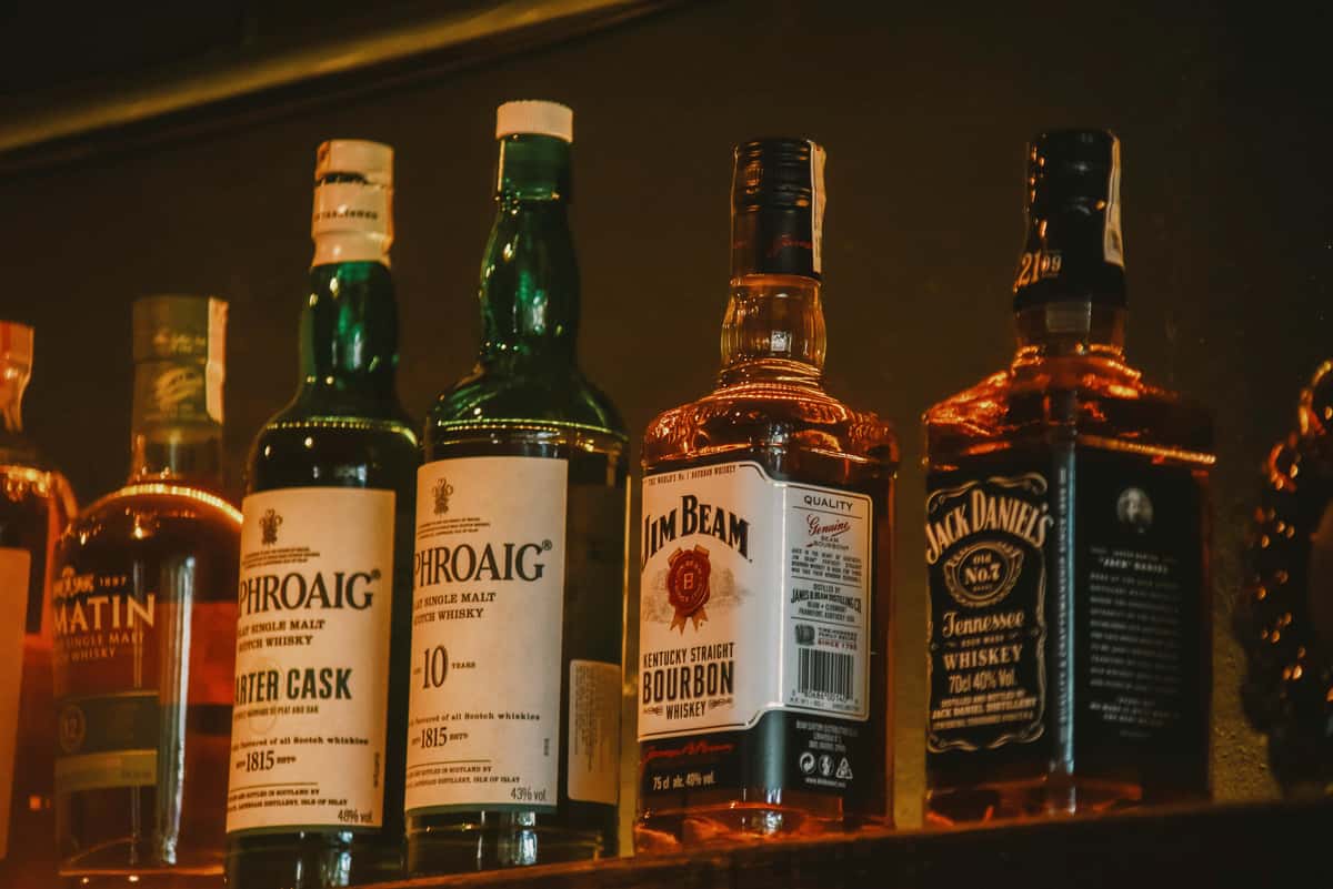 bottles of premium whiskey