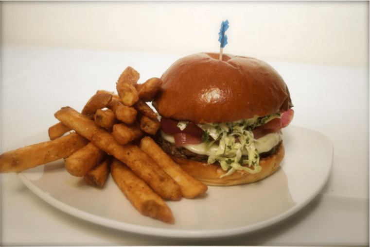 hamburger with fries on a plate