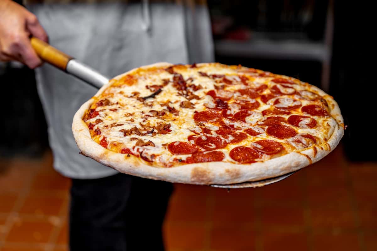 Pizza on pizza board