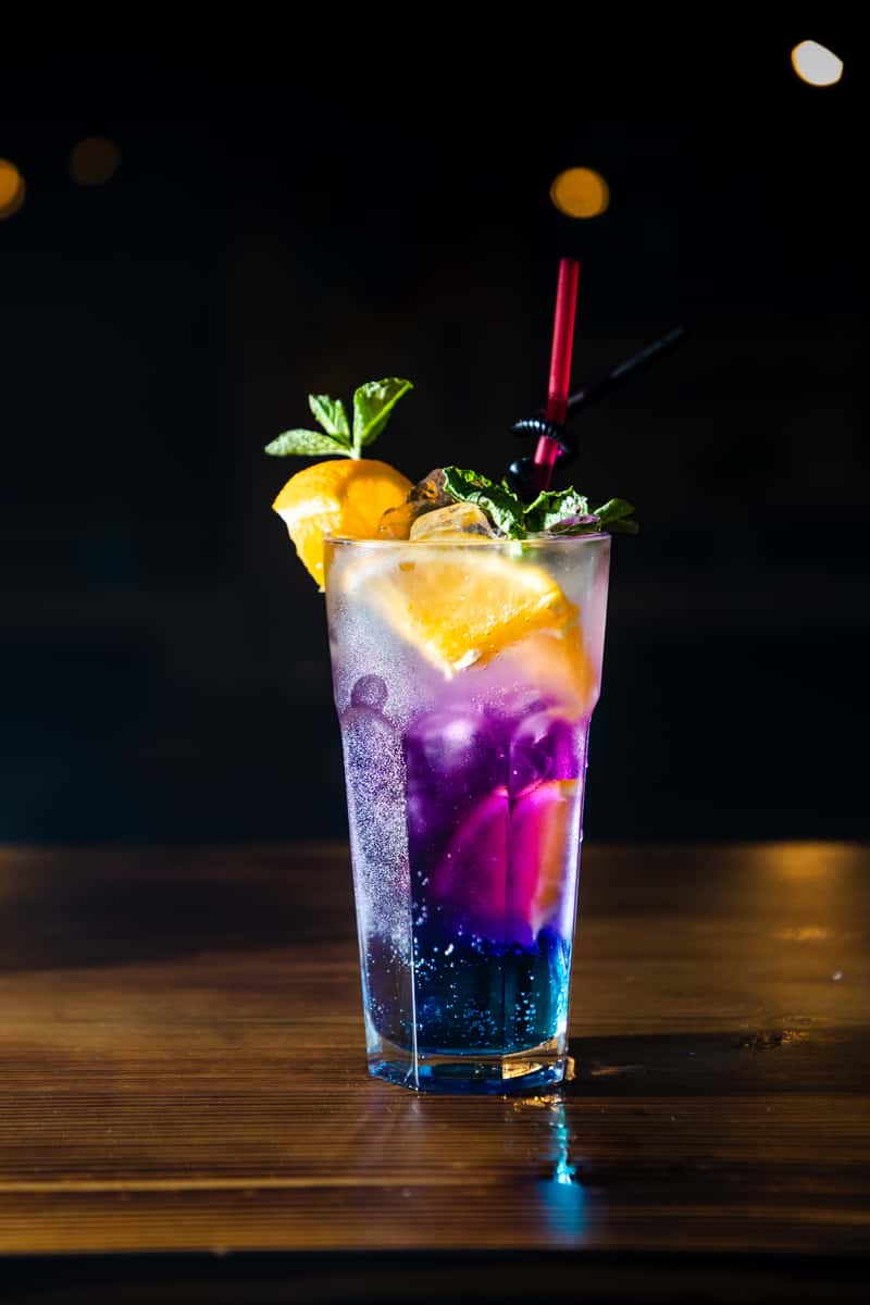 cocktail with lemon and basil
