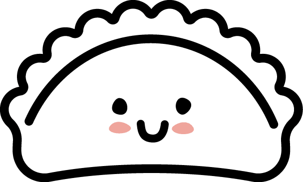 Dumpling graphic with a smiley face
