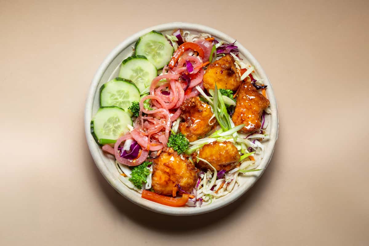 Chicken with salad