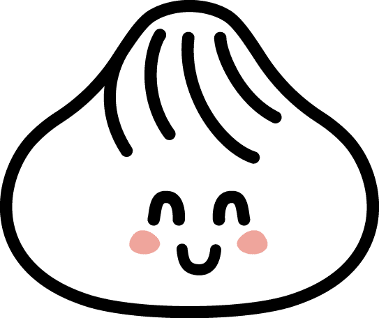 Dumpling graphic with a smiley face