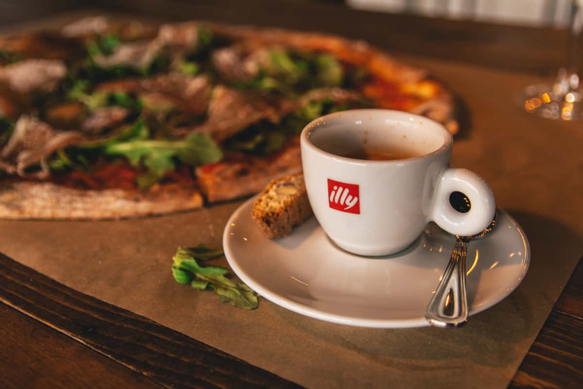 Pizza and coffee