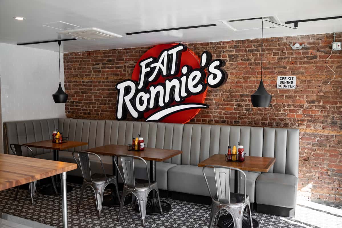 Interior sign of FAT Ronnie's restaurant