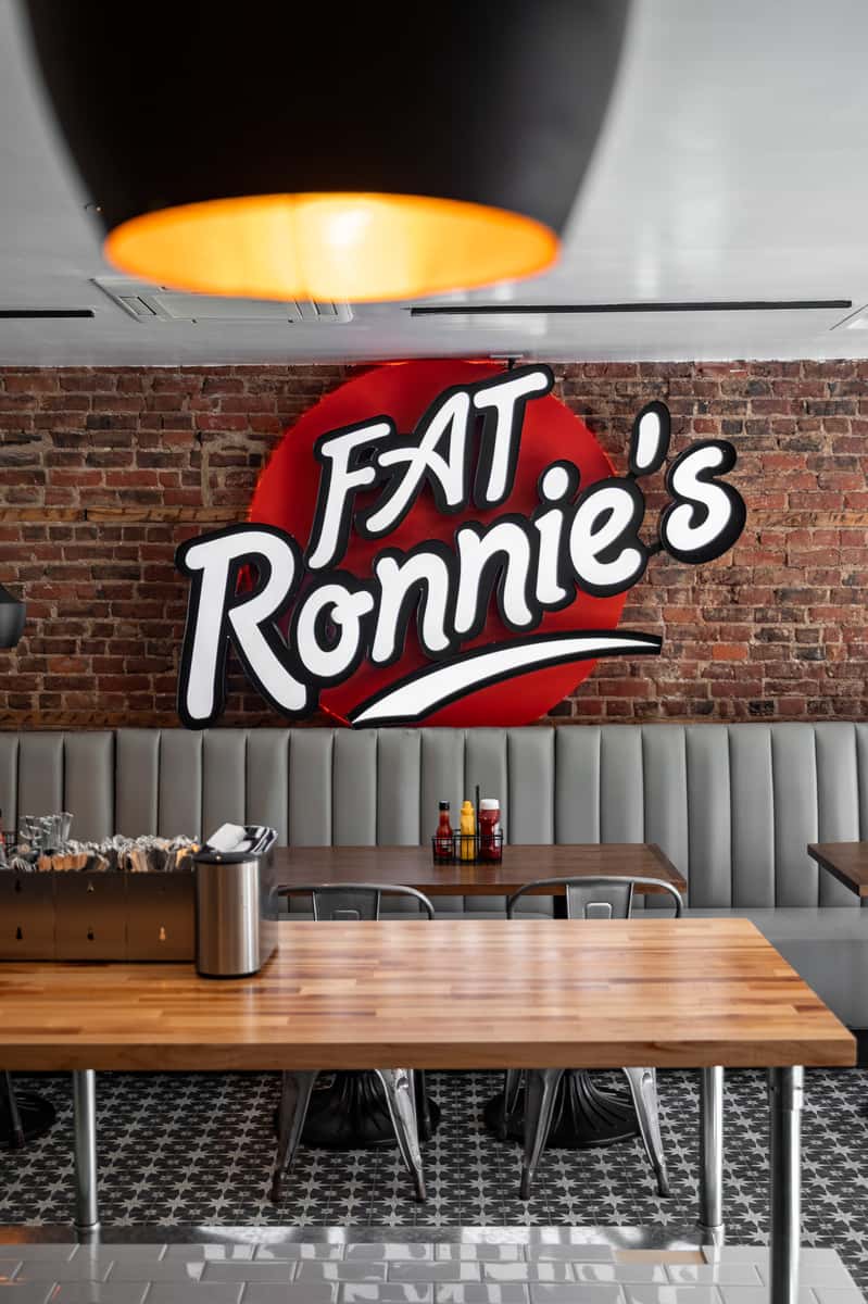 Interior sign of Fat Ronnie's NYC location