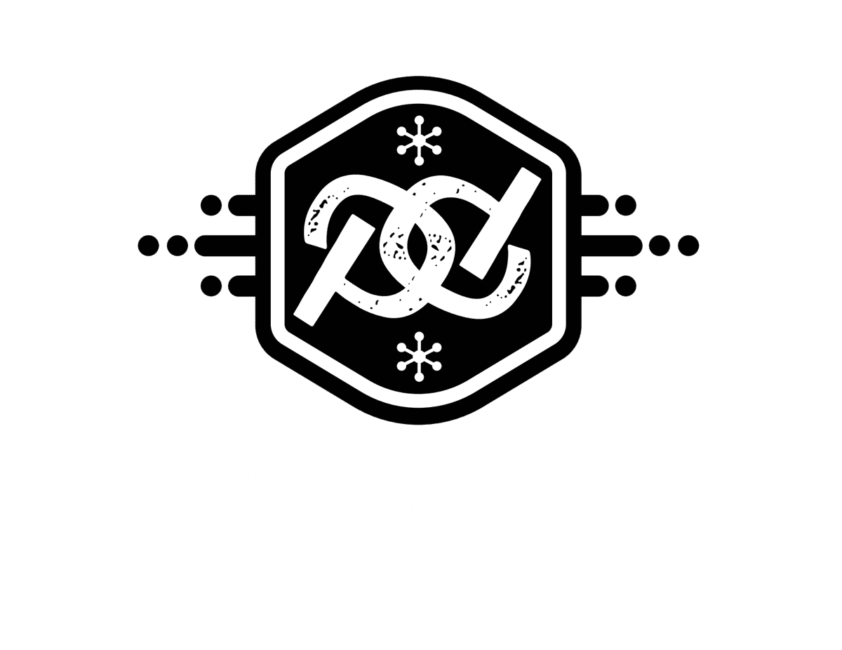 white logo text