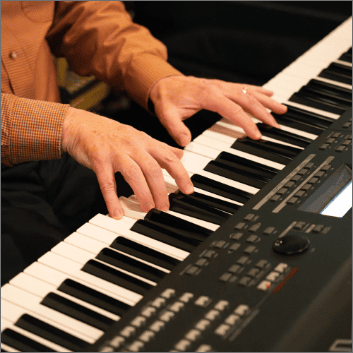 person playing piano