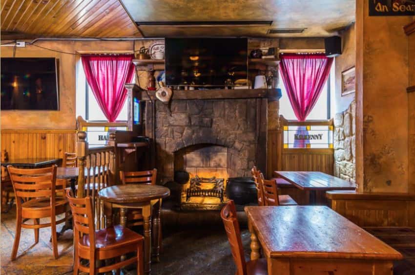 Stage, Bench, And Fireplace