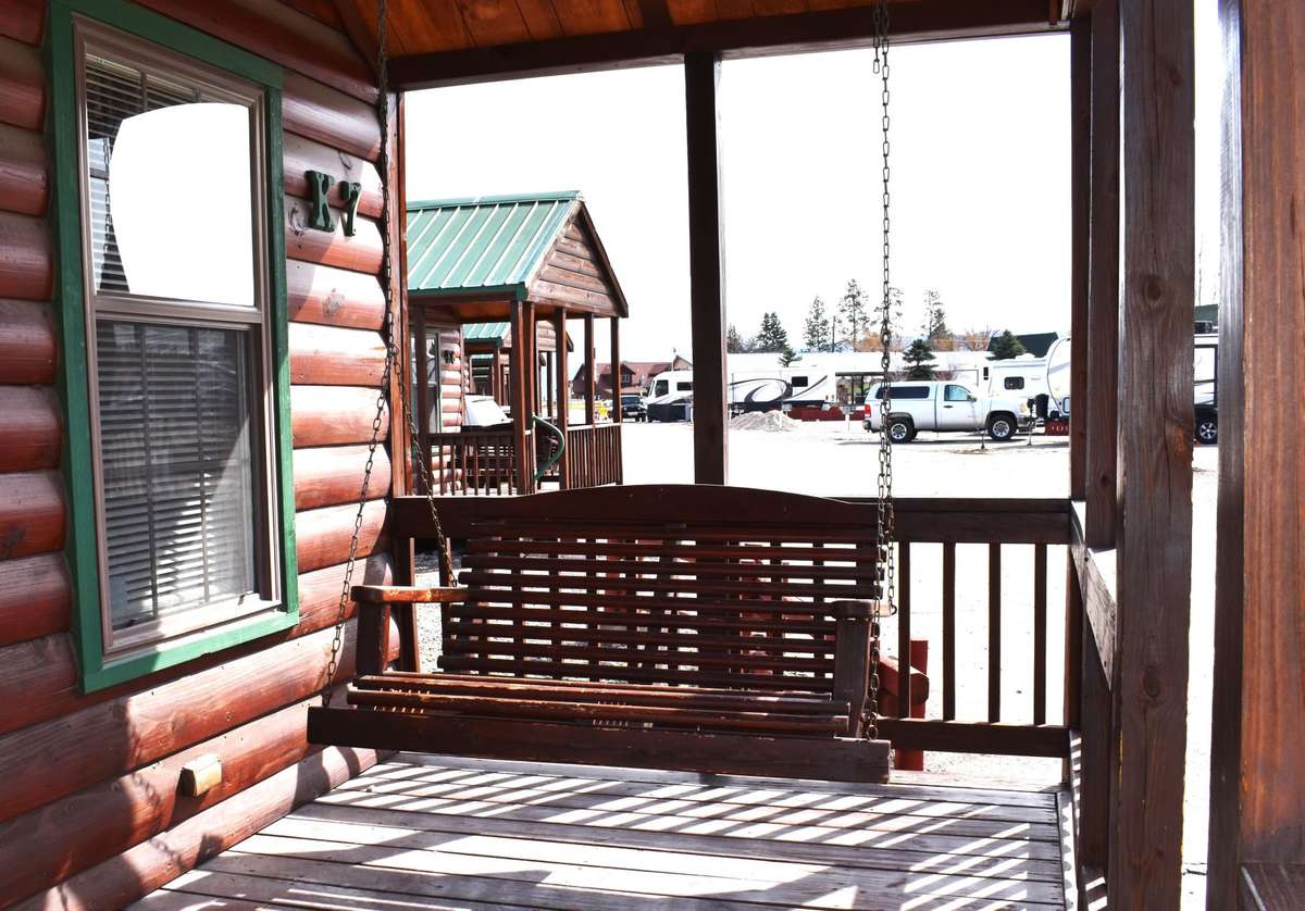 Cabin porch swing