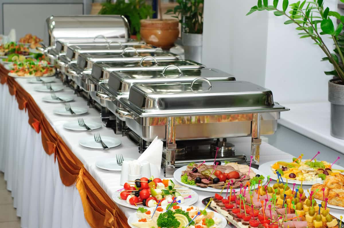 buffet trays on table