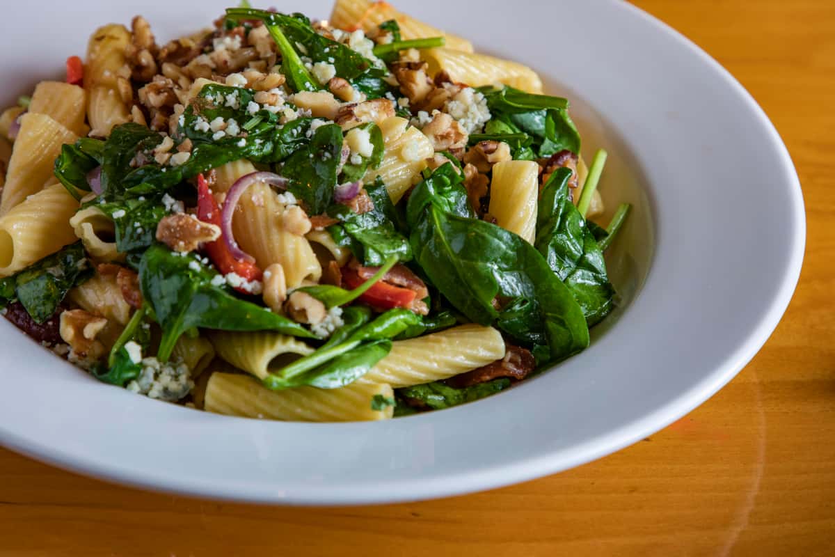 Warm Rigatoni Spinach Salad Tomato Thyme Italian Restaurant