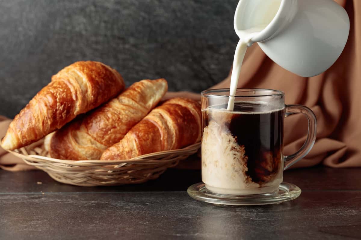 croissants and coffee with milk
