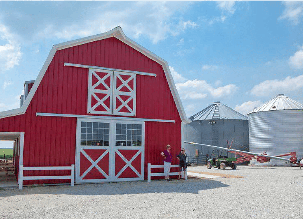 Red barn and silos
