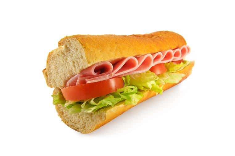 sandwich with meat, lettuce and tomato