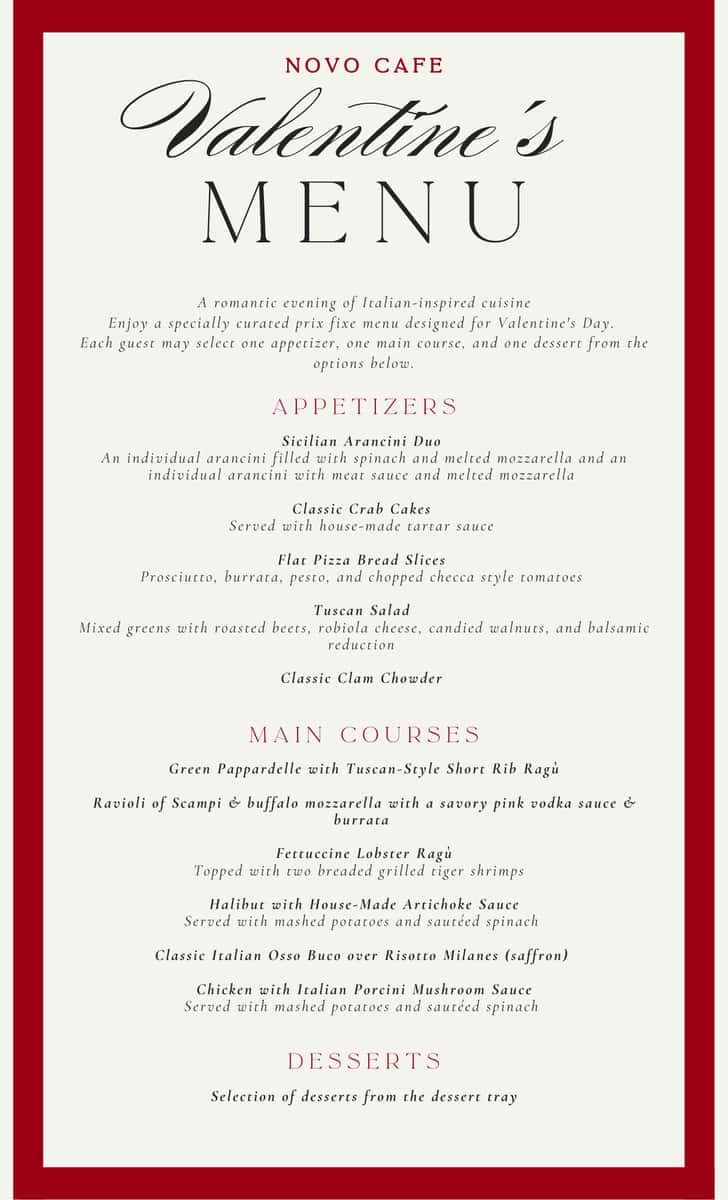 Reserve a night at Novo for you and your special someone on Valentine's